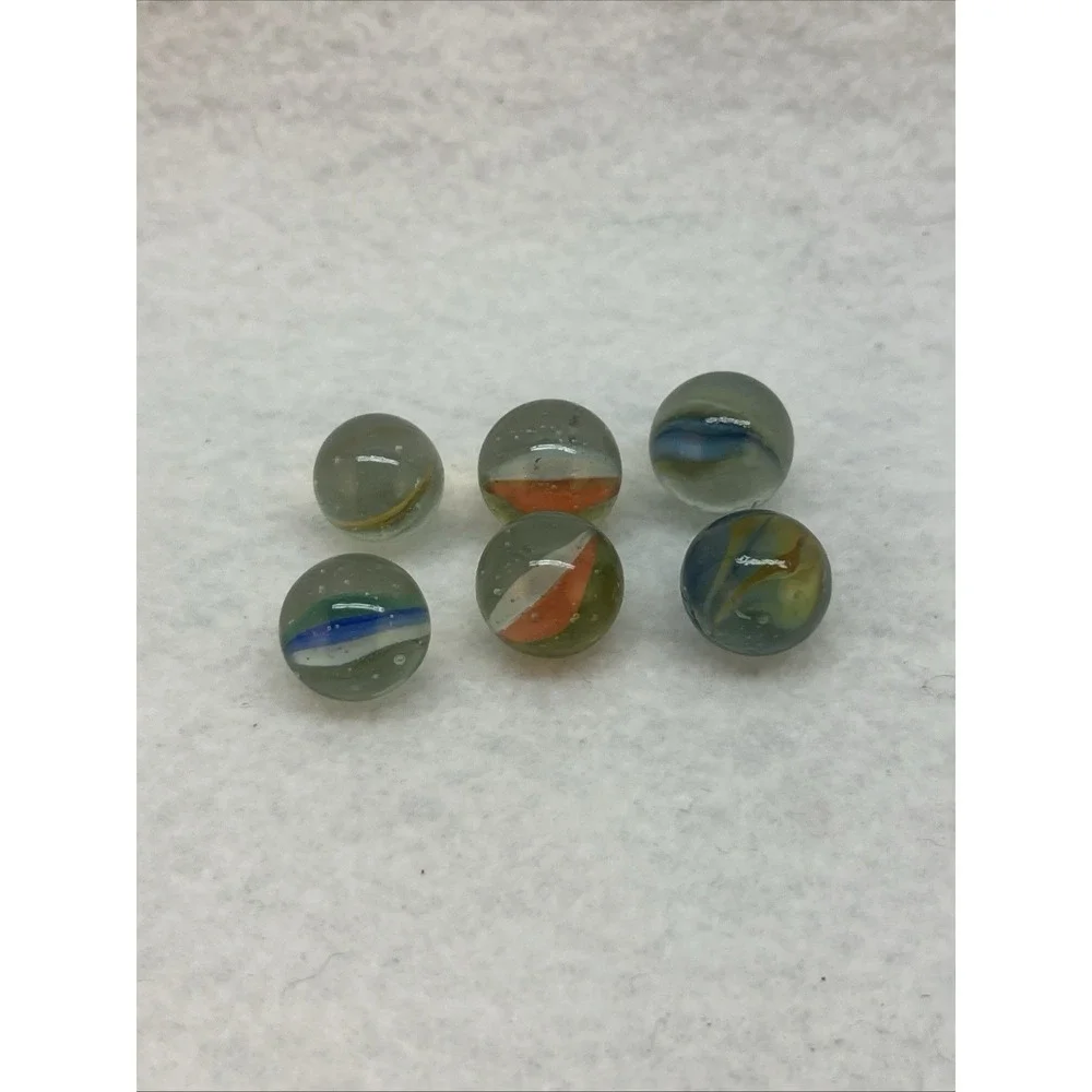 Lot of 31 Marbles -Multiple Sizes & Colors Swirls Frit Cats Eye + Shooters + Bag